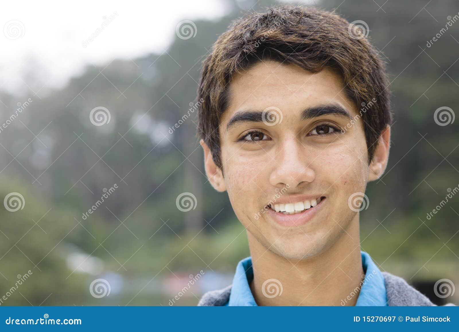 Profile of a Teenage Indian Boy Looking at outsides Stock Photo