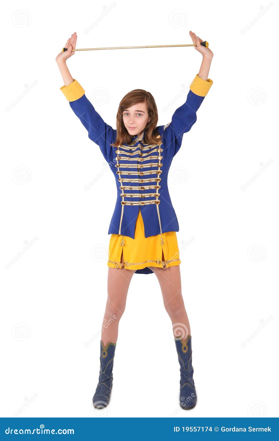 Teenage Majorette In Uniform Holding A Baton Stock Photo Image of