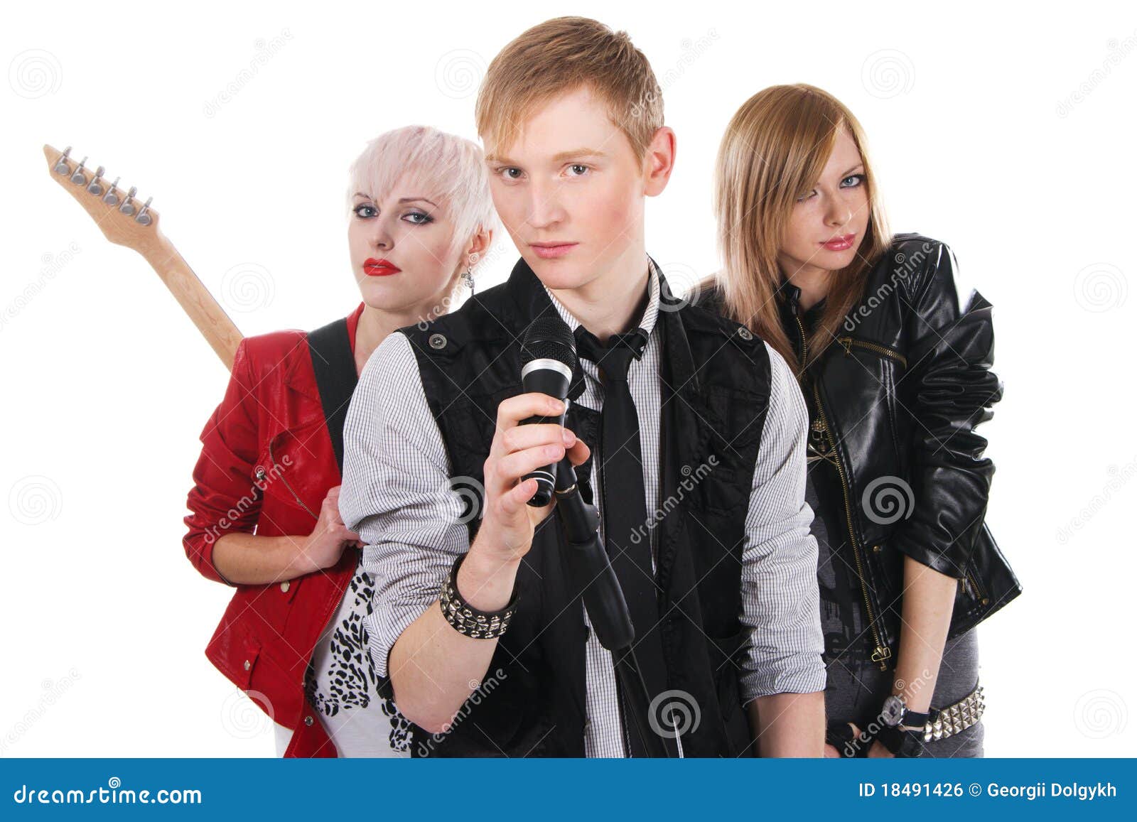 Teenage rock band stock photo. Image of concert, leather 18491426