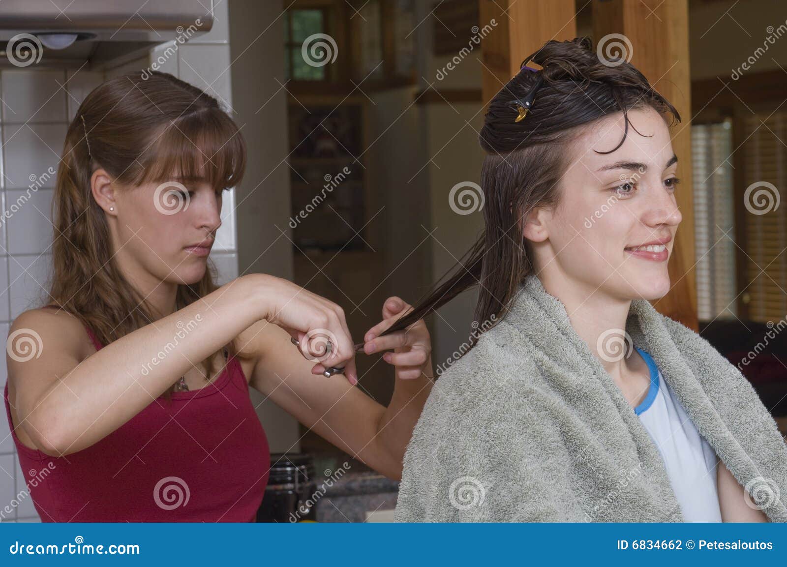 Teenage Sisters Haircut Stock Photo Image Of Young Styling Teenage Sisters Haircut Stock Photo Image Of Young Styling