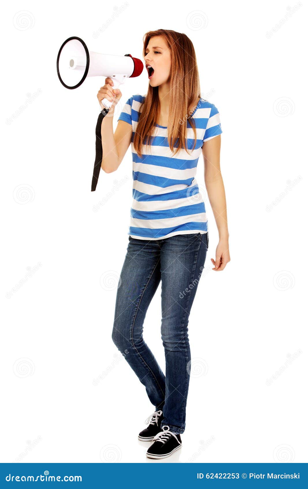 Teenage Woman Screaming Through Megaphone Stock Image Image Of Full Beautiful 62422253