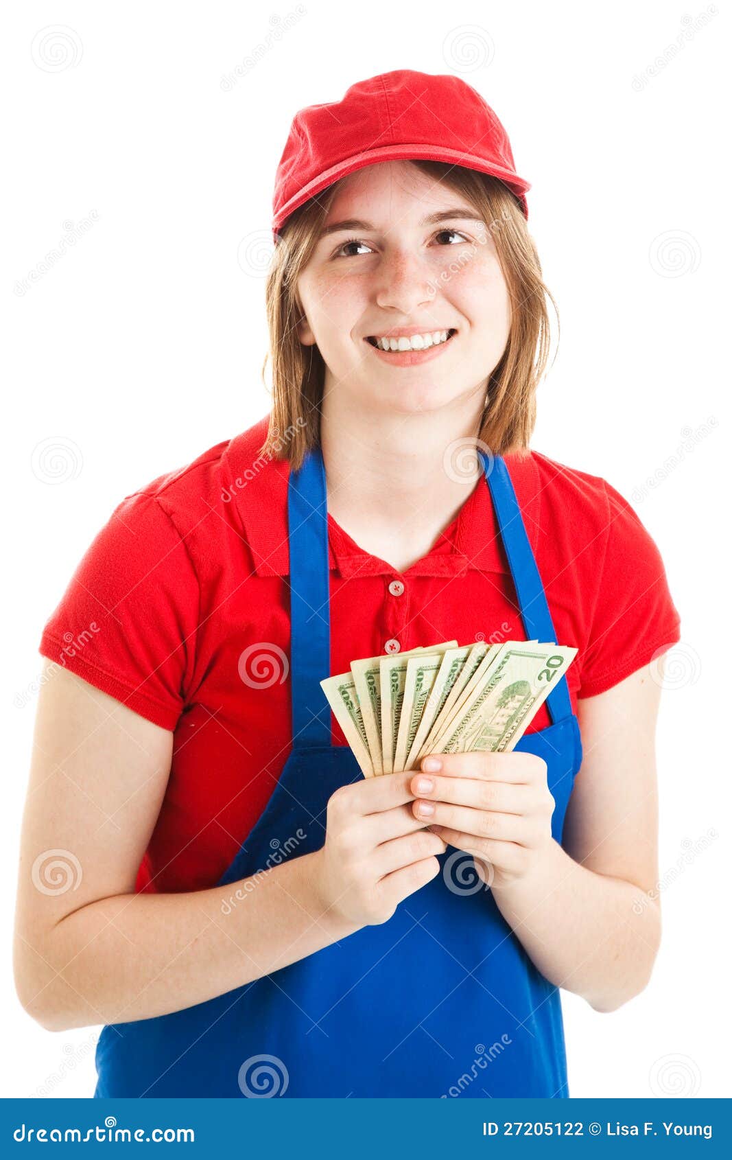 Teenage Worker With Money Stock Photo Image Of Happy