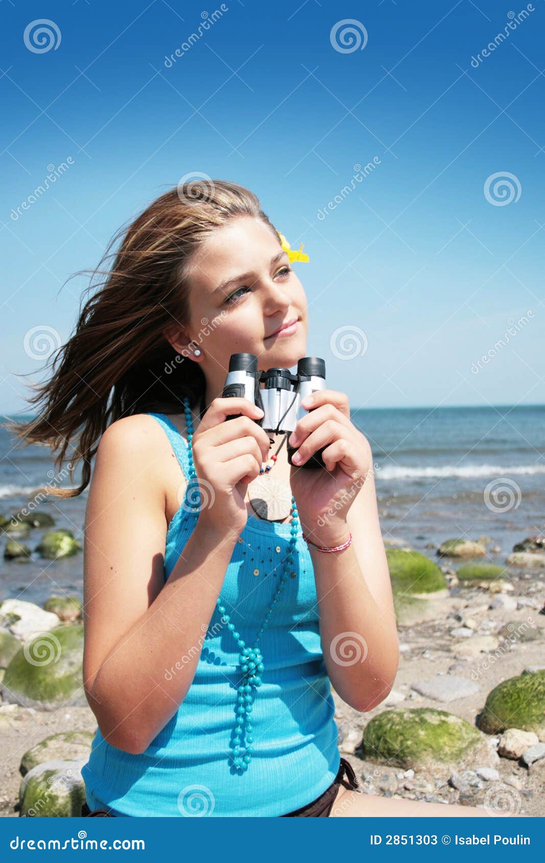 teenager with binocular