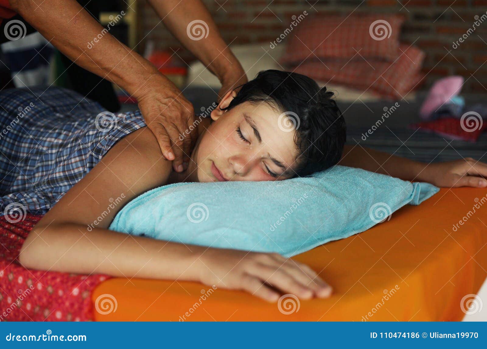 Teenager Boy Having Asian Thai Massage Stock Photo Image Of Care