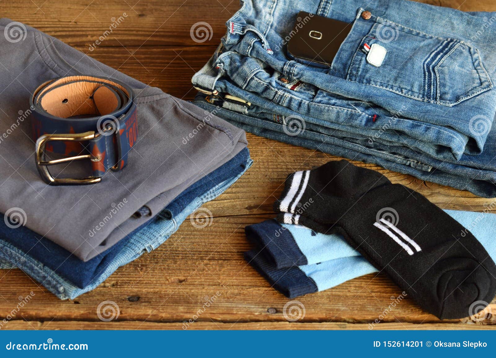 Teenager Casual Outfit. Boys Shoes, Clothing and Accessories on Wooden ...