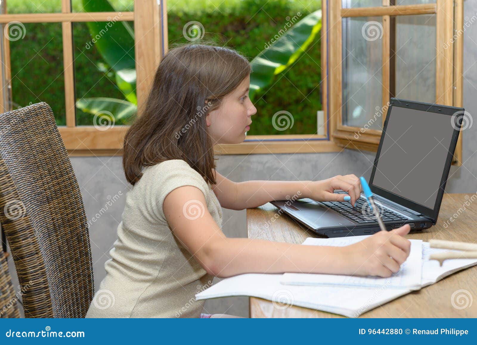 Two Girls Doing Their Homework Royalty Free Stock Image 