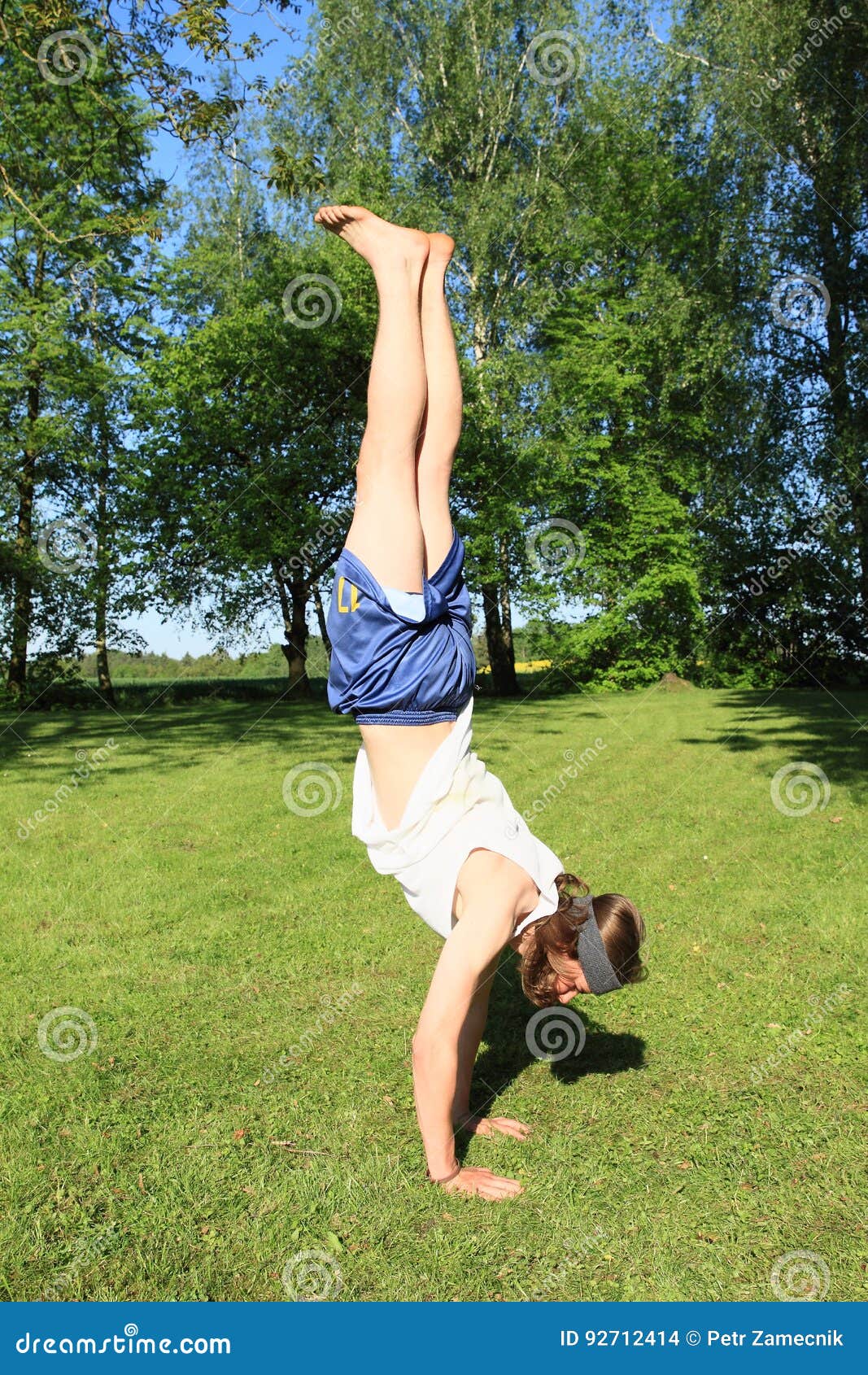 Teenager Exercising Handstand Stock Photo - Image of foot, barefoot ...