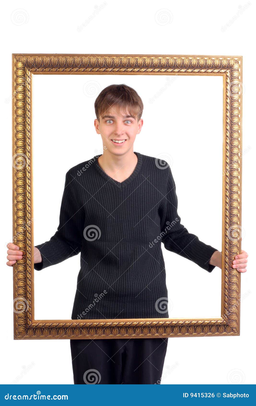 Teenager with frame stock photo. Image of happiness, hold 9415326