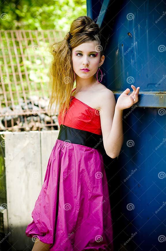 Teenager Girl Model Presenting Clothes Stock Photo - Image of sparkling ...