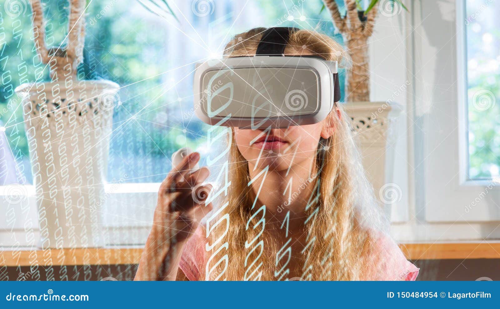 Teen Girl Vr Video Gaming Virtual Reality World Stock Photo Image Of