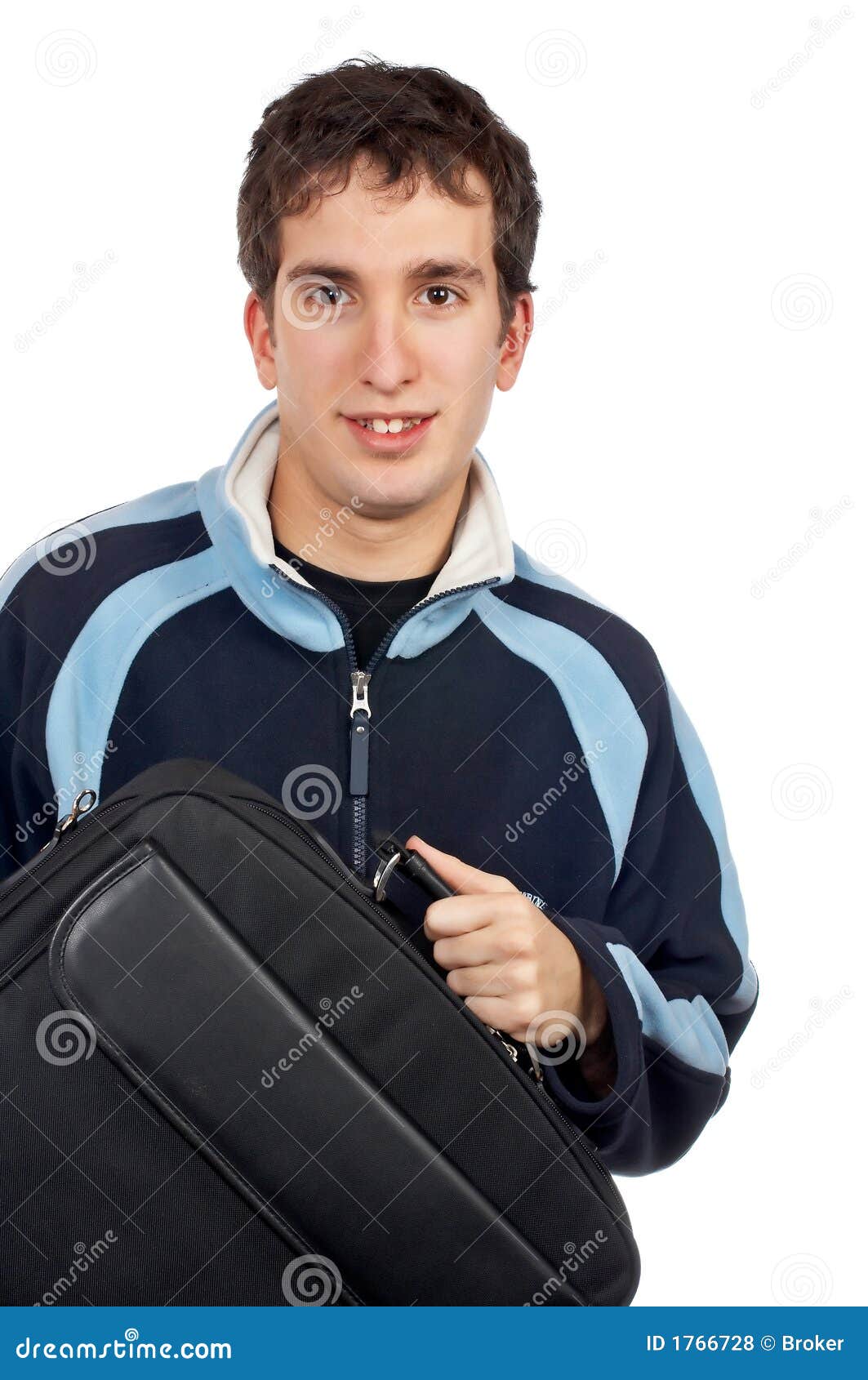 Teenager Holding a Laptop Bag Stock Photo Image of concept, suitcase