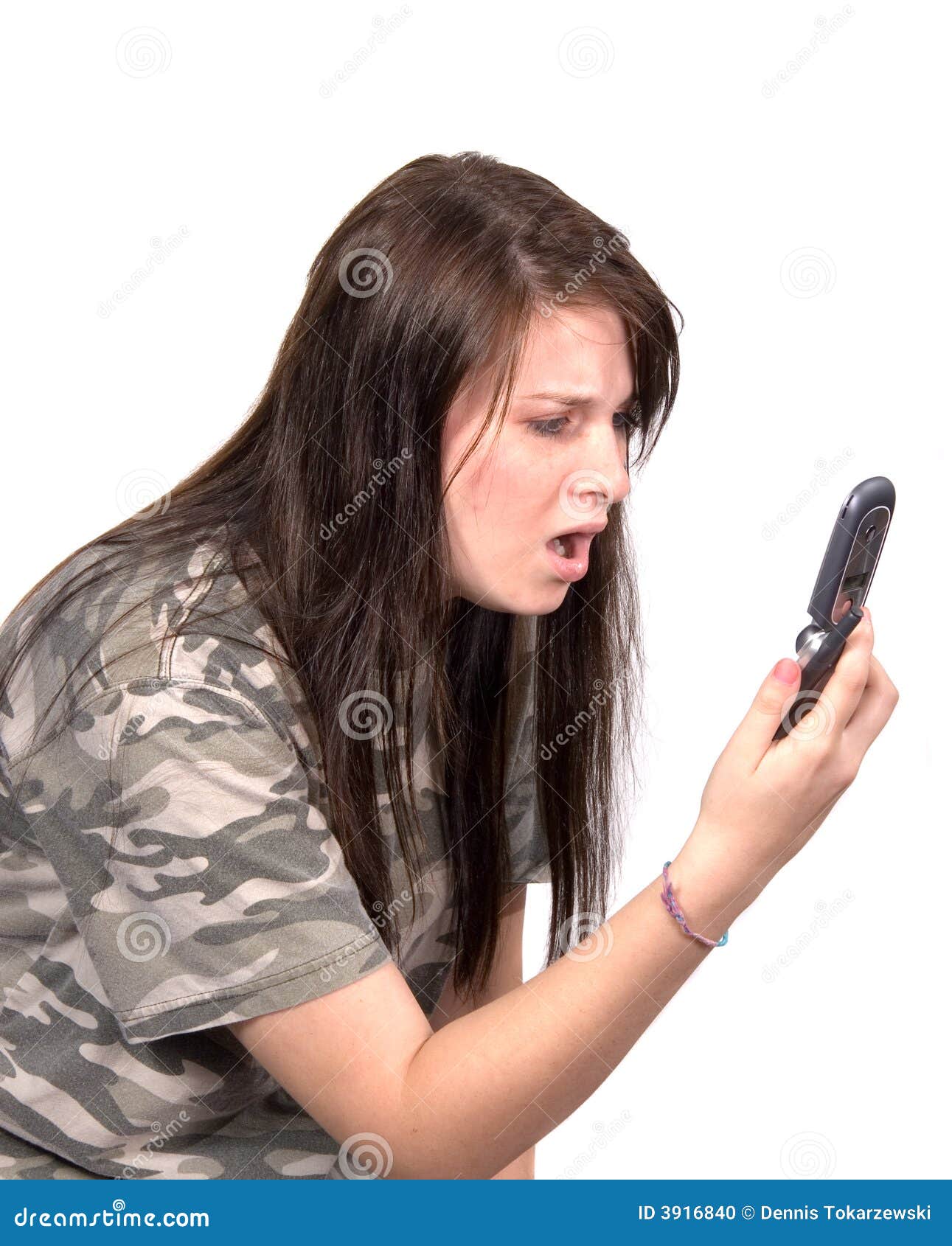 teenager horrified by phone