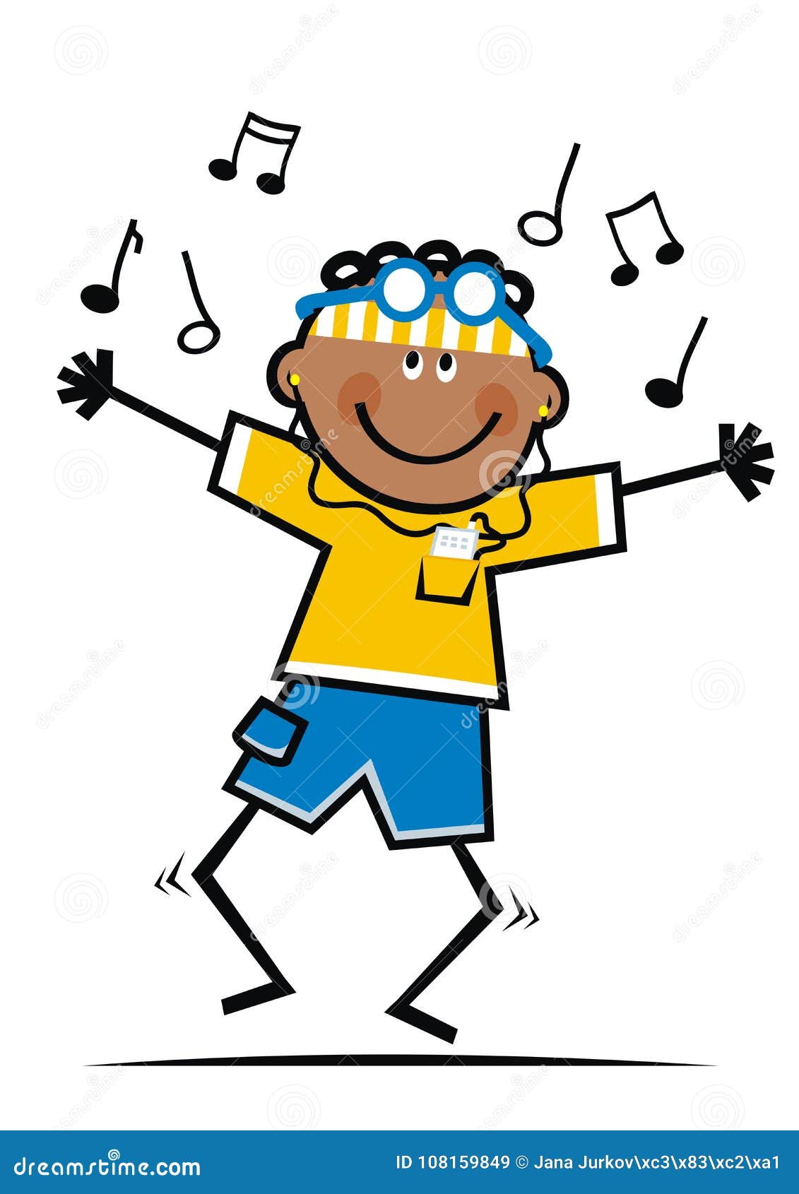 Teenager and Music Note, Funny Illustration Stock Illustration -  Illustration of doodle, african: 108159849
