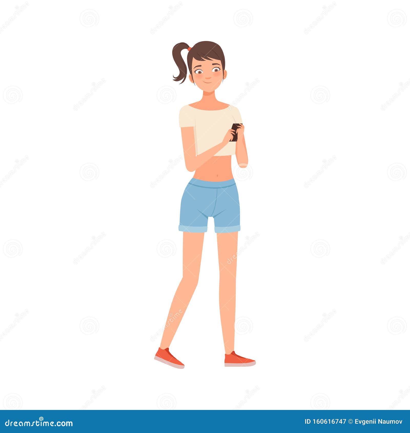 Teenager with Phone Character Illustration Vector on a White Background ...