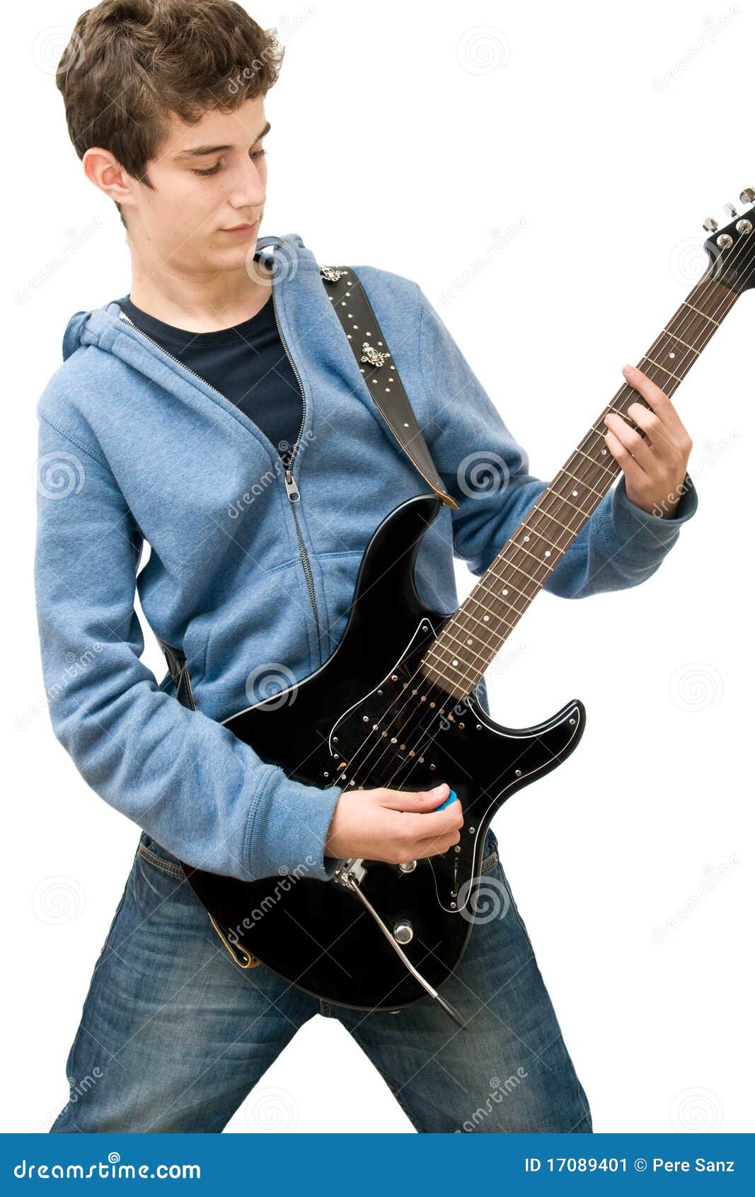 Teenager Playing Electric Guitar Stock Image - Image of funny, cool