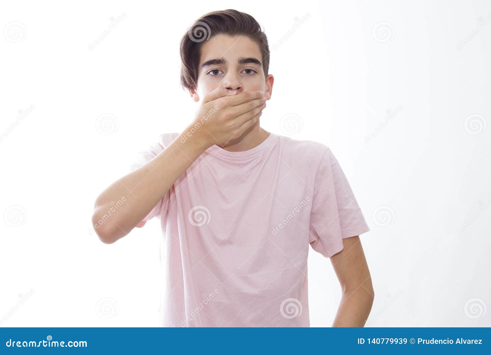 Teenager with a Sign of Silence or Quiet Stock Image Image of