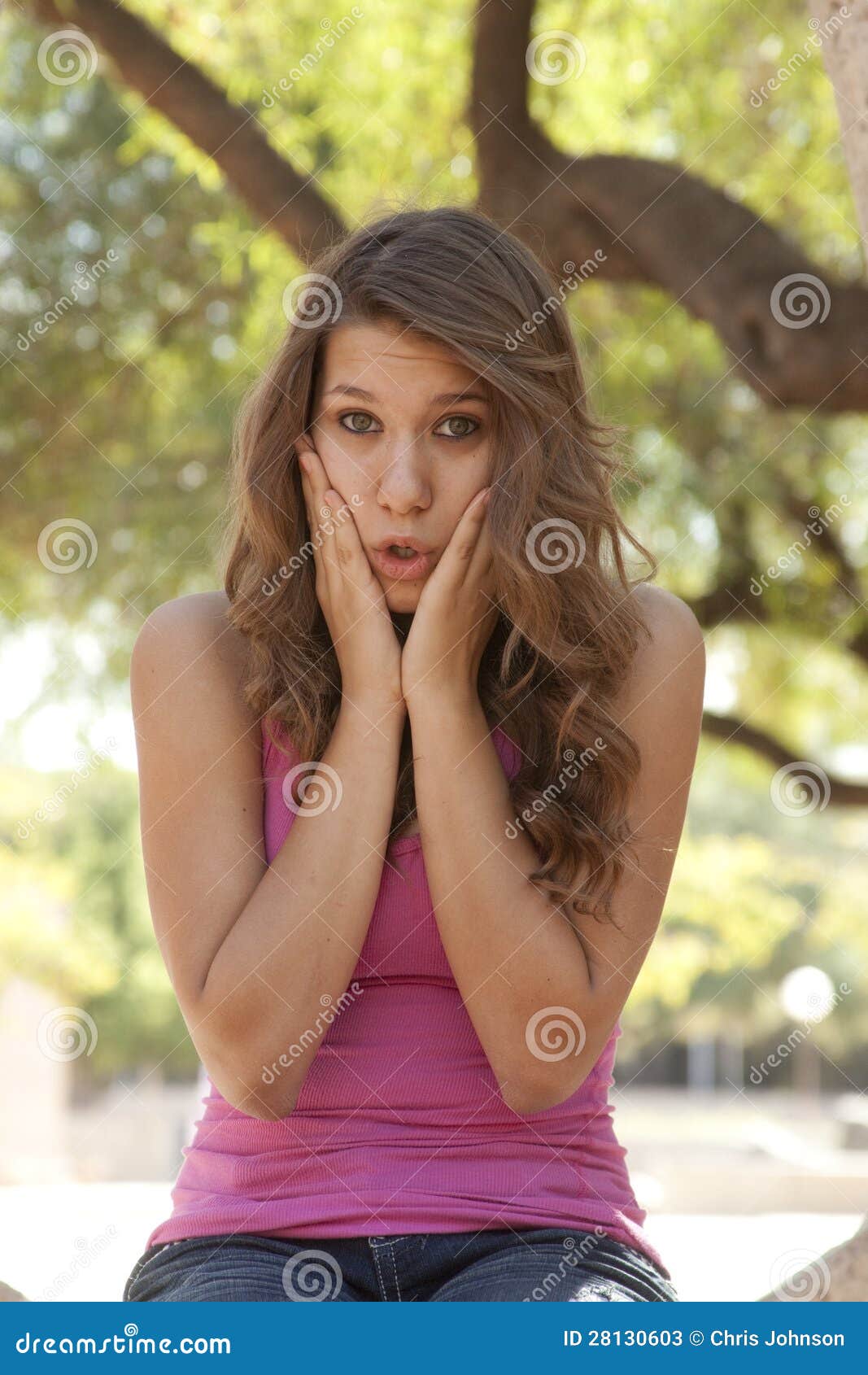 Beauty Surprised Teenager Model Girl Stock Photo - Image 