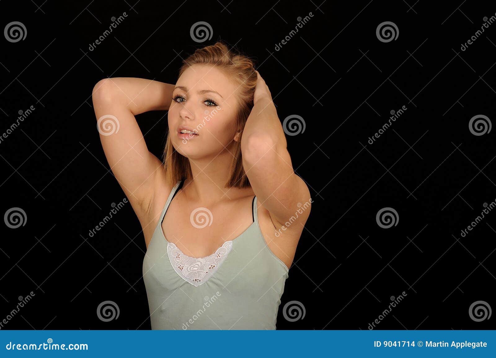 Teenager Sweeping Hair Back Stock Photo Image of attractive, pretty