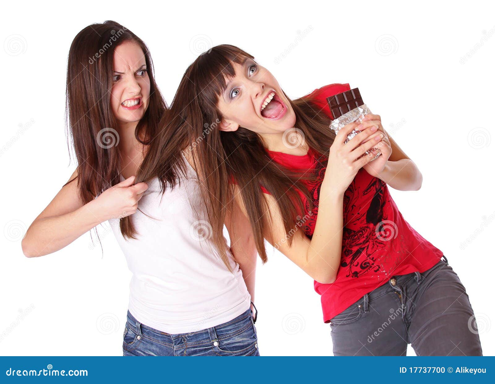 Teenagers are Fighting for Chocolate Stock Photo - Image of humor