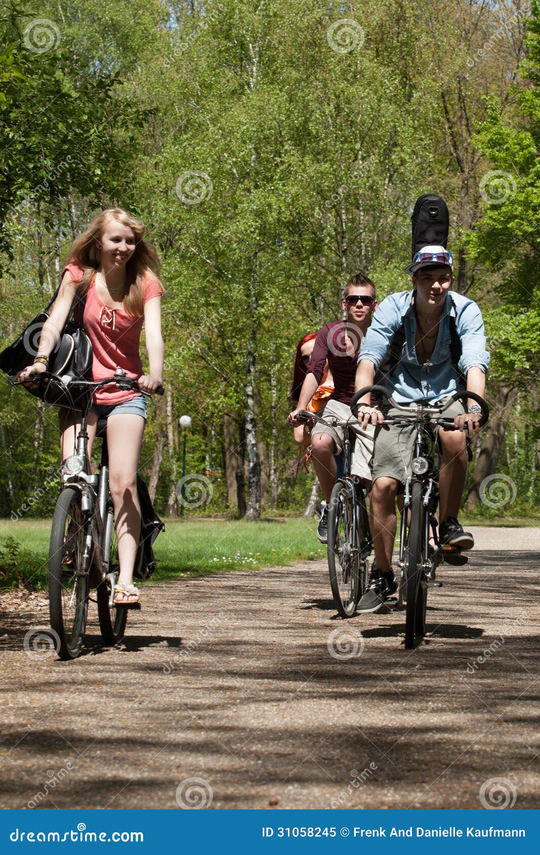 Teenagers Riding on Bicycles Stock Image Image of caucasian, bright