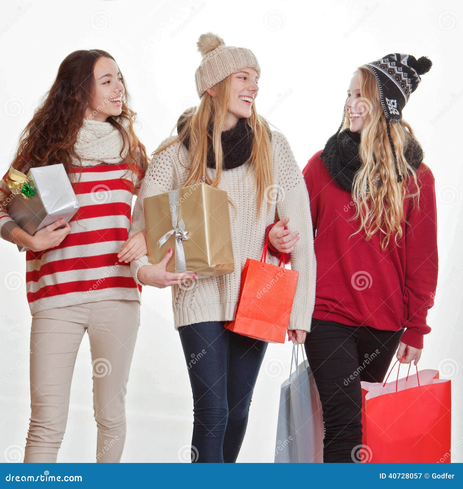 Teens Christmas Shopping Gifts or Presents Stock Image - Image of teen ...