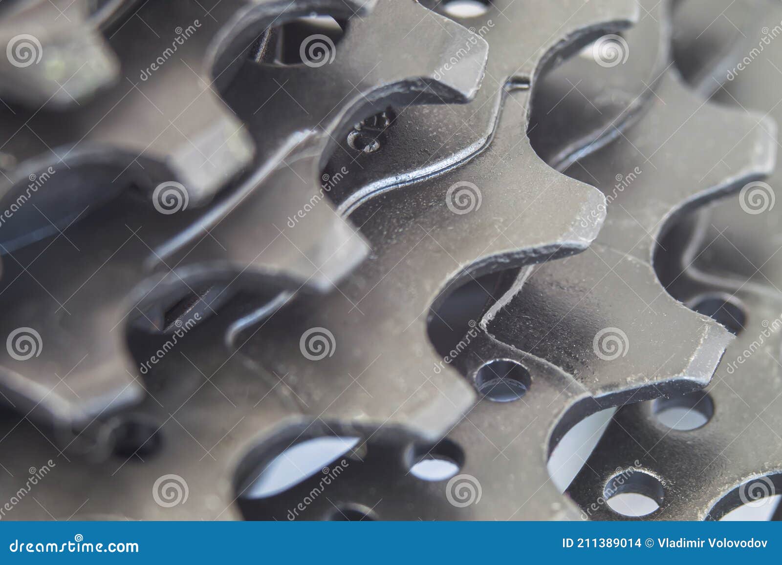 The Teeth of a Bicycle Cassette in a Macro Photo. Selective Focus Stock