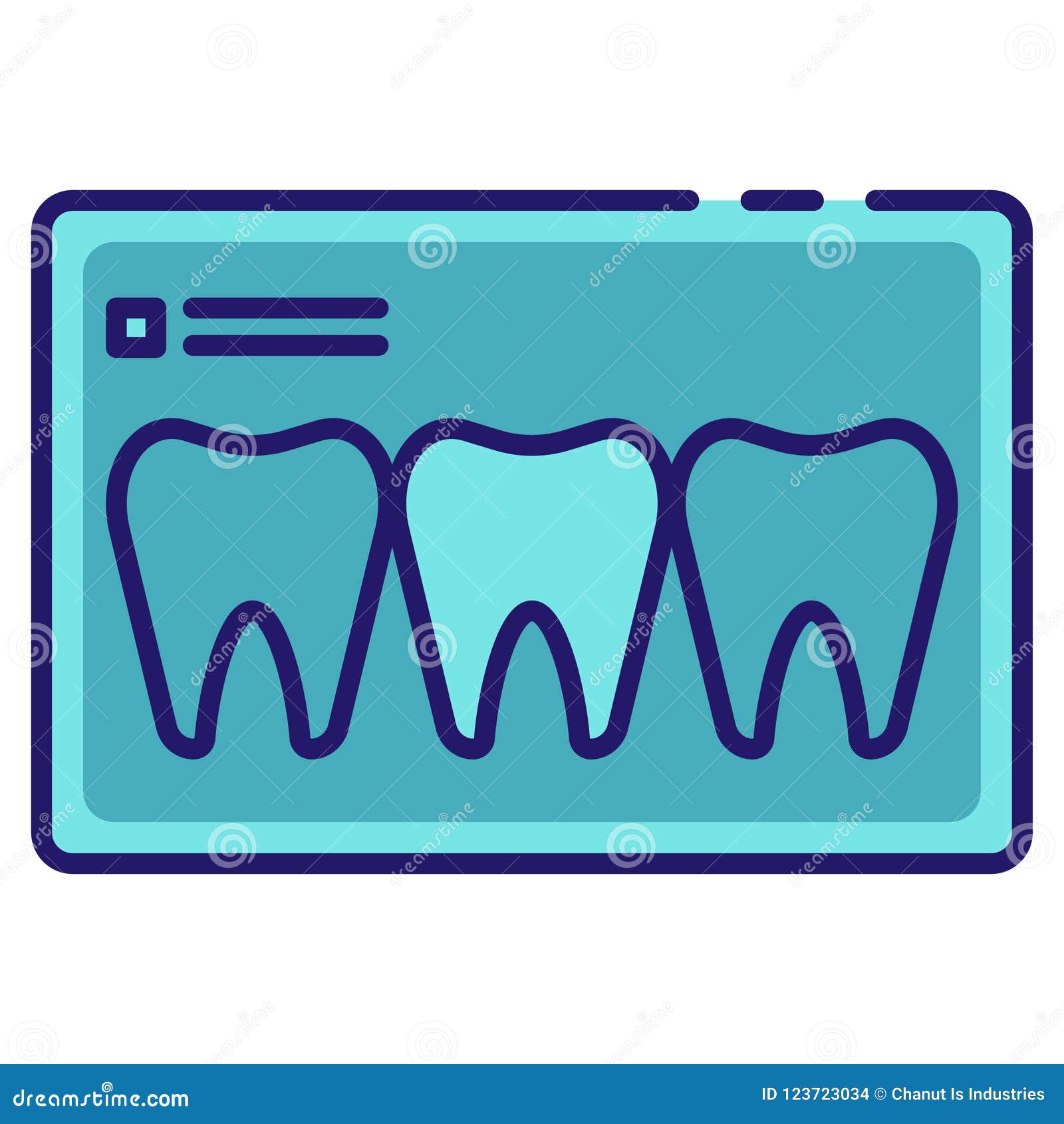 Teeth Xray LineColor Vector Illustration 123723034