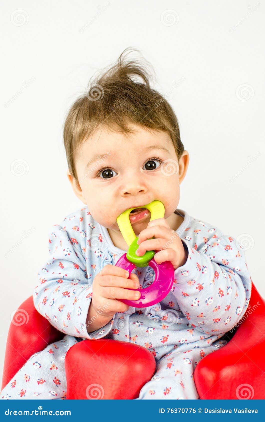 Teething baby girl stock photo. Image of happy, adorable 76370776