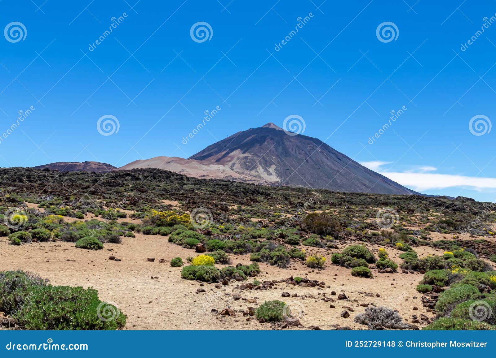 teide - panoramic view on volcano pico del teide and montana blanca, mount el teide national park, tenerife, canary islands,