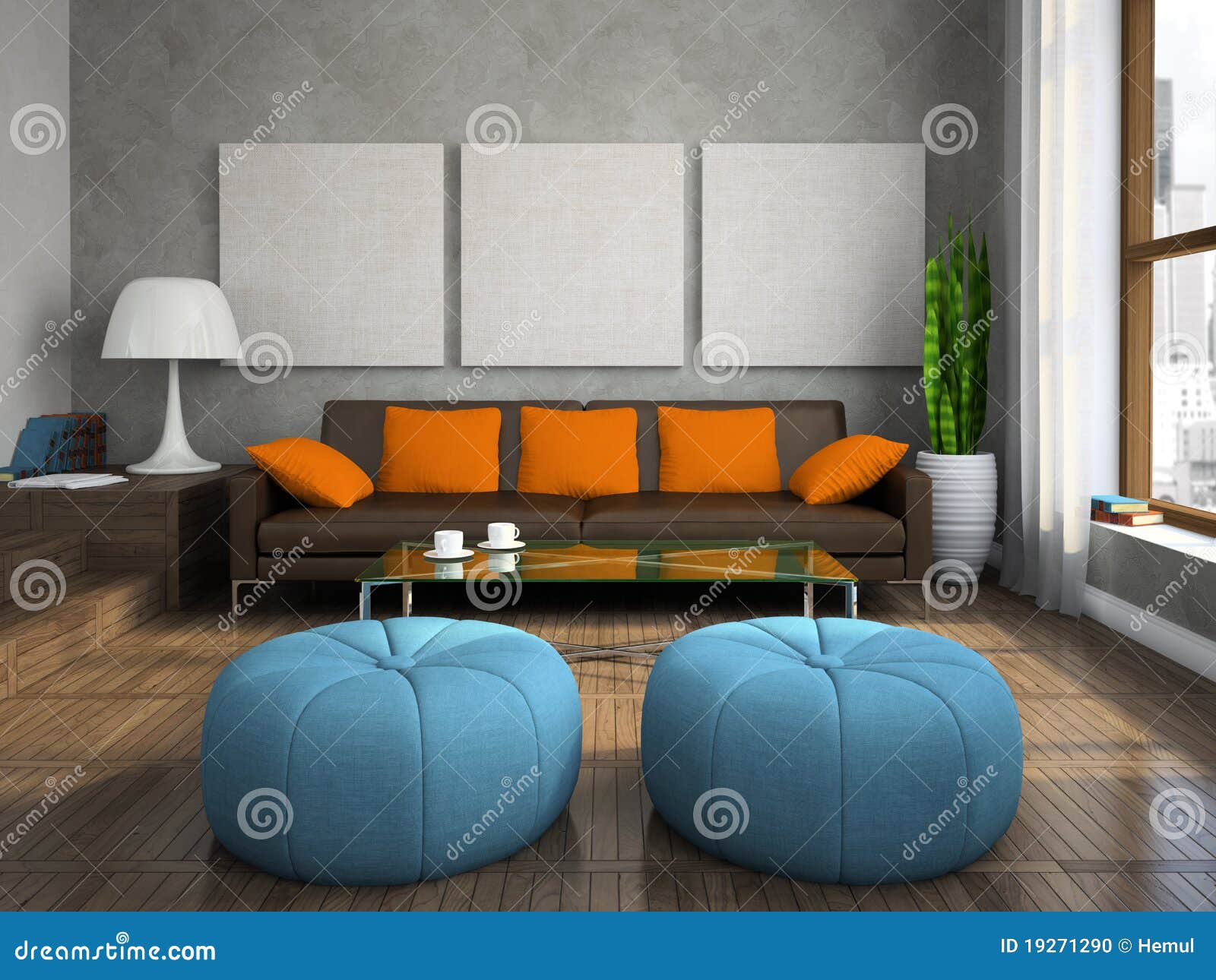 Teil Des Modernen Wohnzimmers Stock Abbildung - Illustration von orange