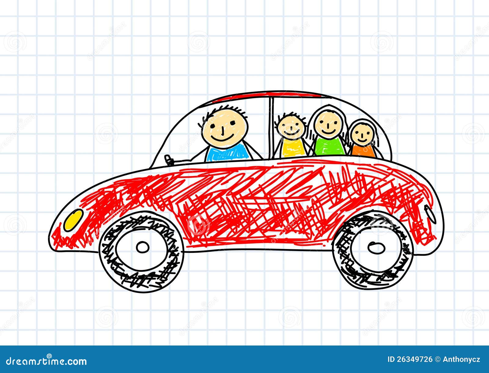 Tekening van rode auto vector illustratie. Illustratie bestaande uit zuster - 26349726