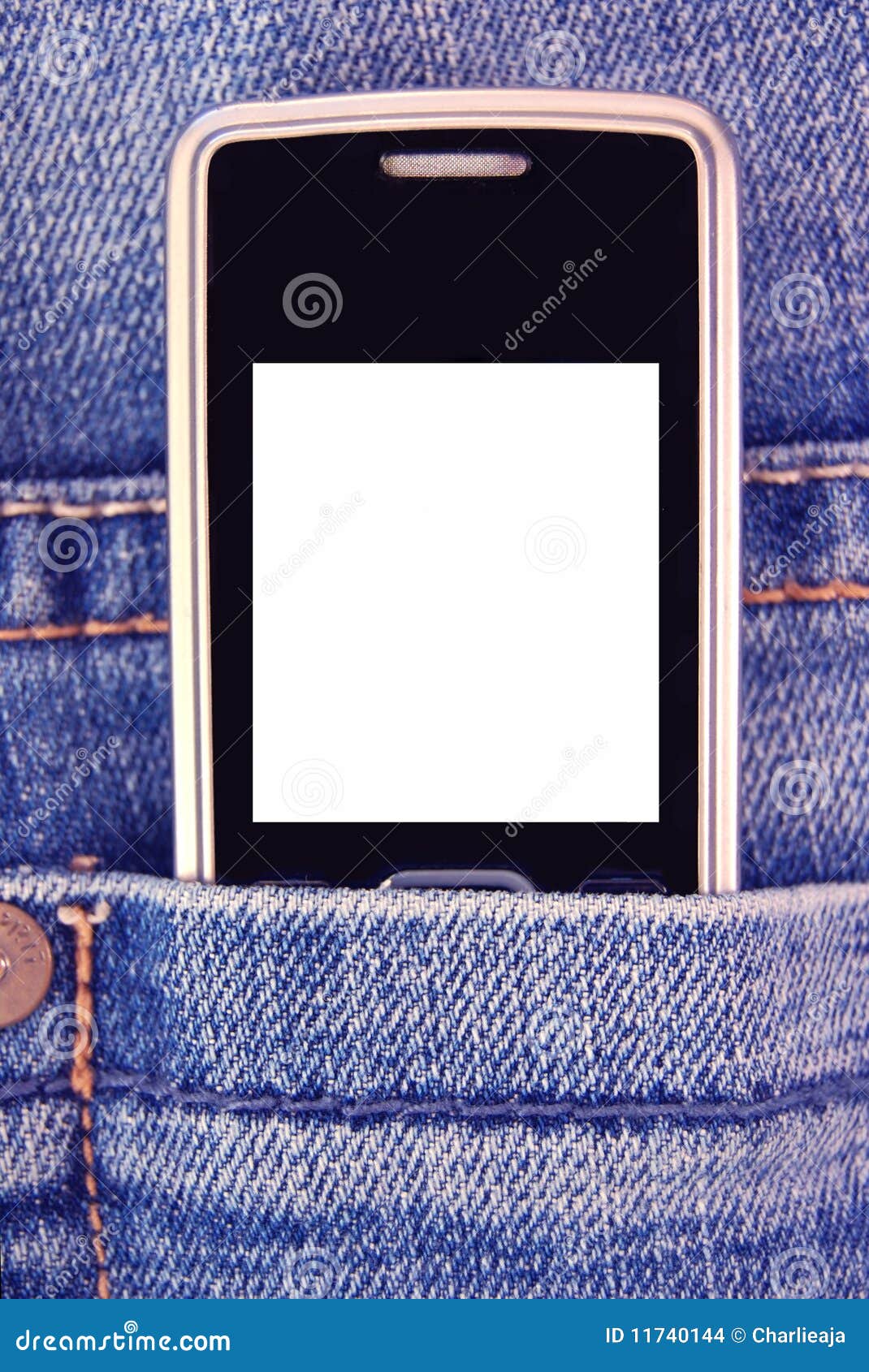 Teléfono Celular En Bolsillo De Los Pantalones Vaqueros Foto de