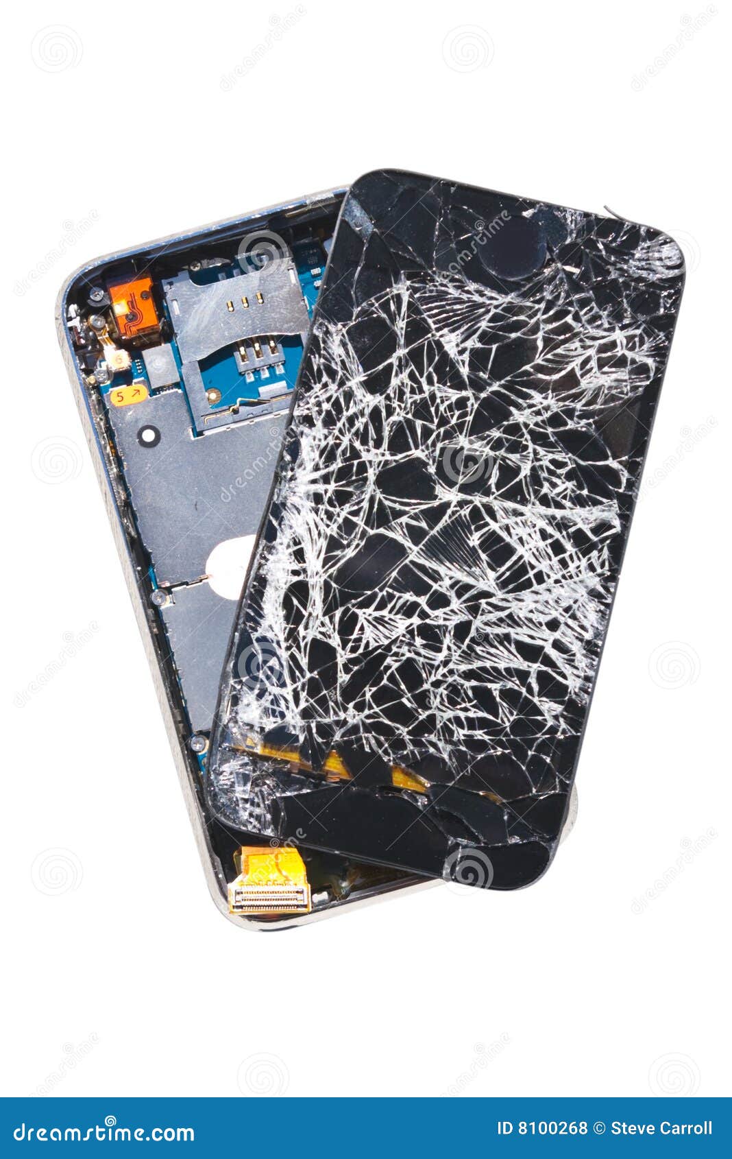 Teléfono celular roto foto de archivo. Imagen de nadie - 8100268