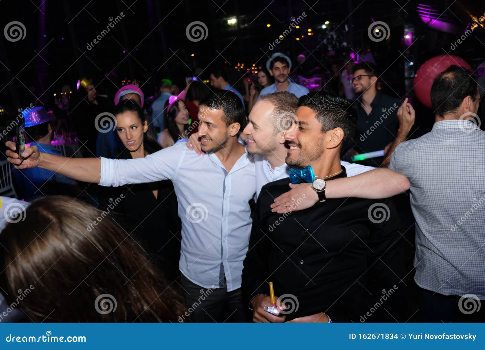 Tel Aviv Israel 10 16 2018 Party People Taking Selfie Dance