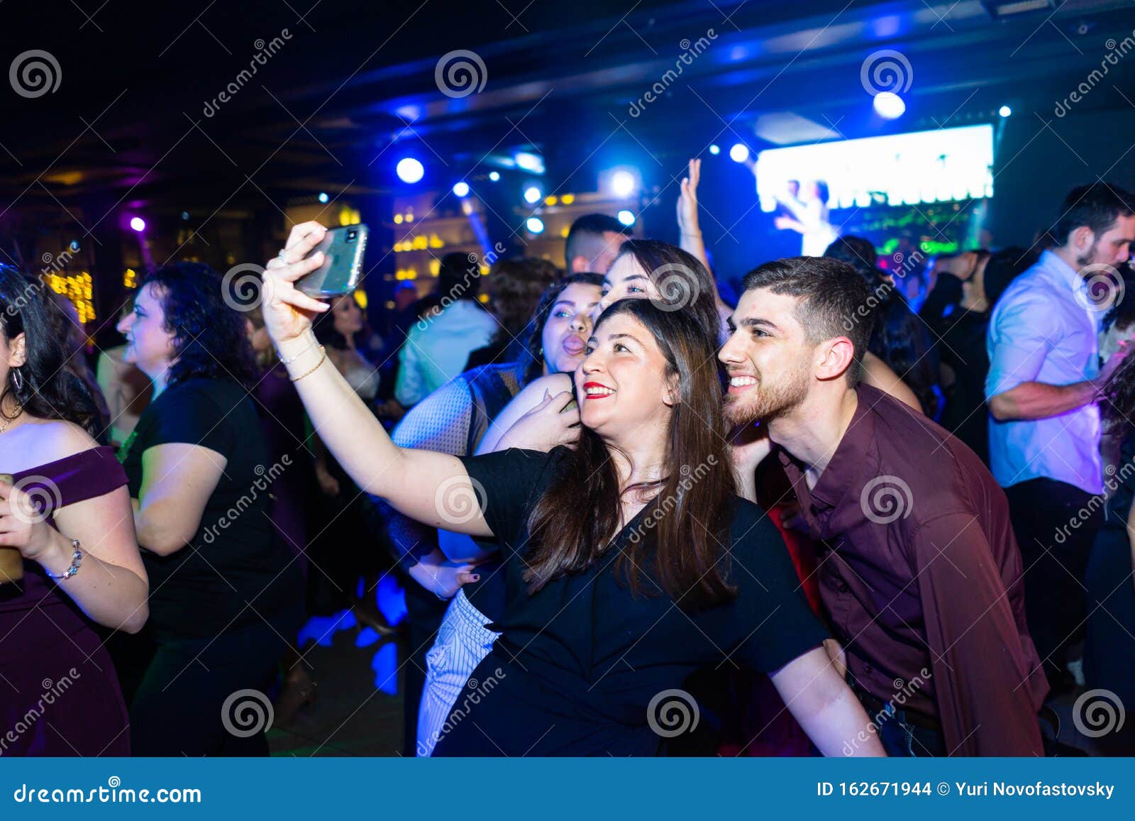 Tel Aviv Israel 03 18 2019 Party People Taking Selfie Dance