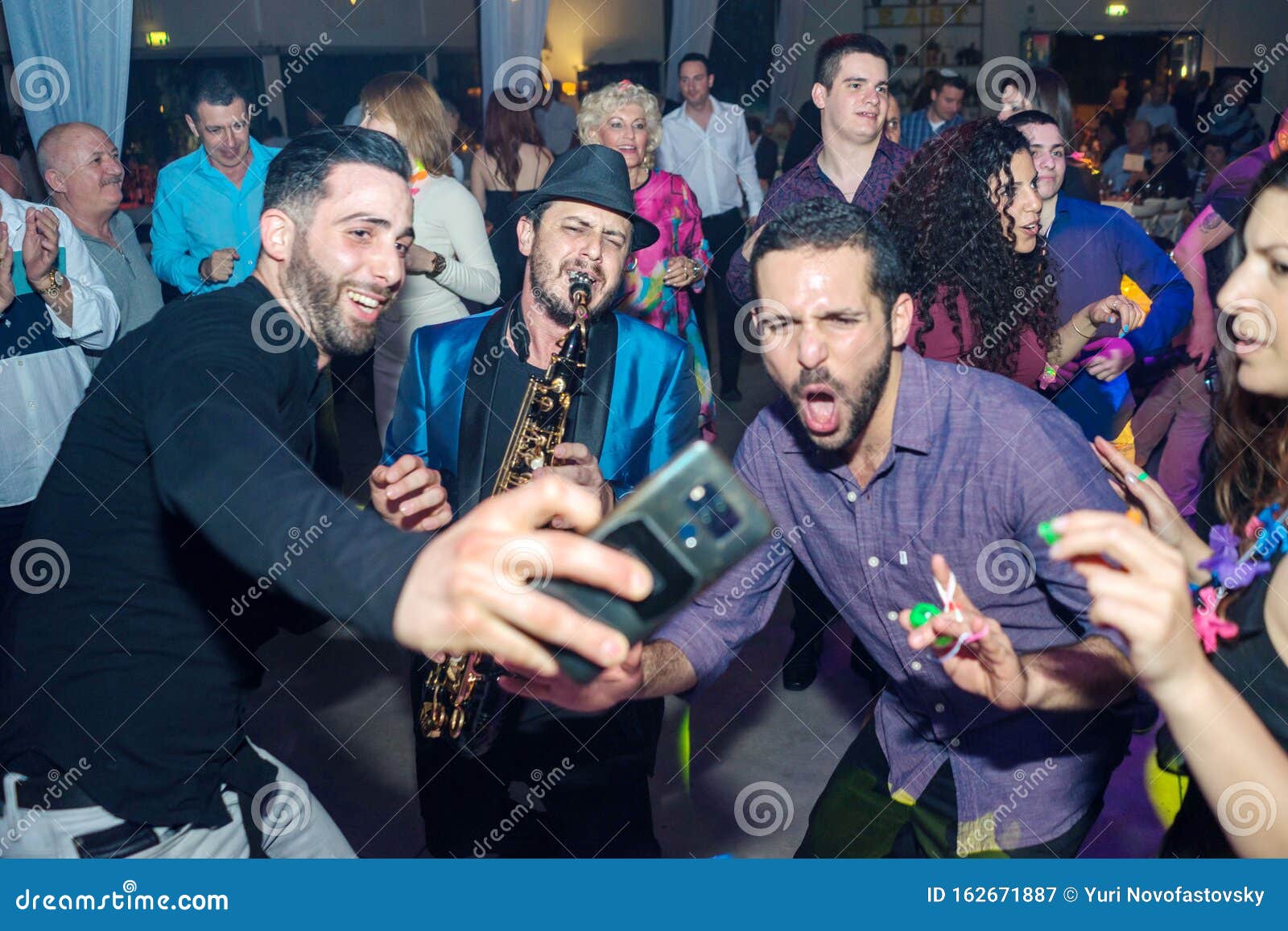 Tel Aviv Israel 04 09 2019 Party People Taking Selfie With