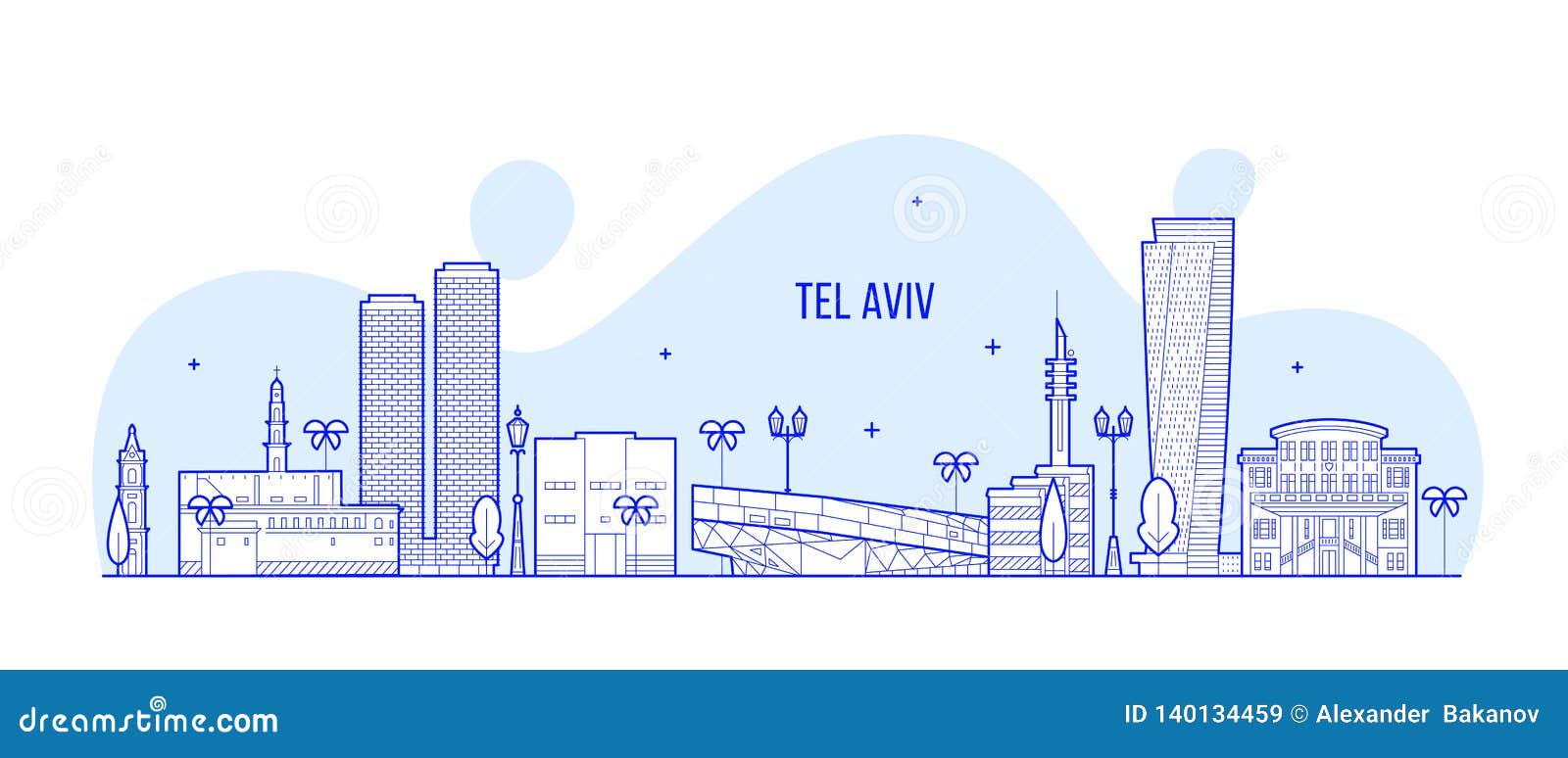 tel aviv skyline israel city buildings  line