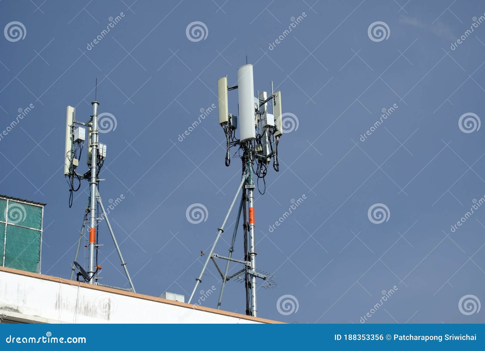 Antenna on the Rooftop Stock Photo Image of blue