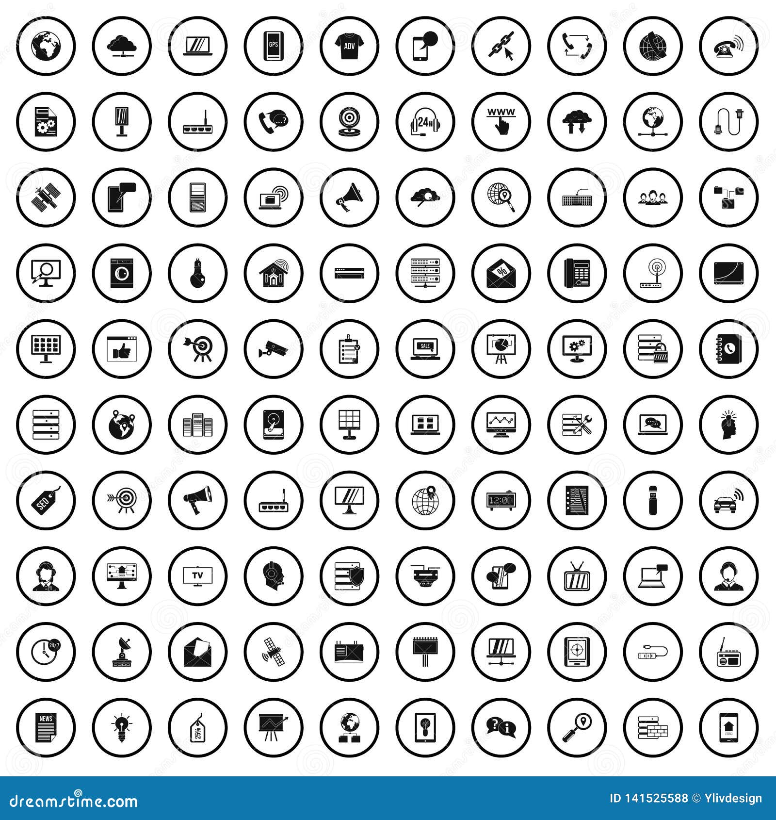 100 Telecommunication Icons Set, Simple Style Stock Vector ...