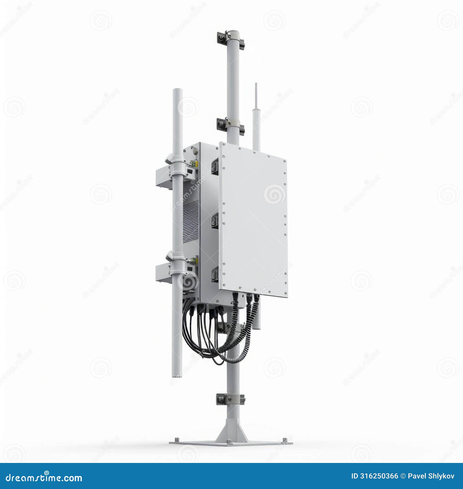 telecommunication pole of 4g and 5g cellular. base station or base transceiver station. wireless communication antenna