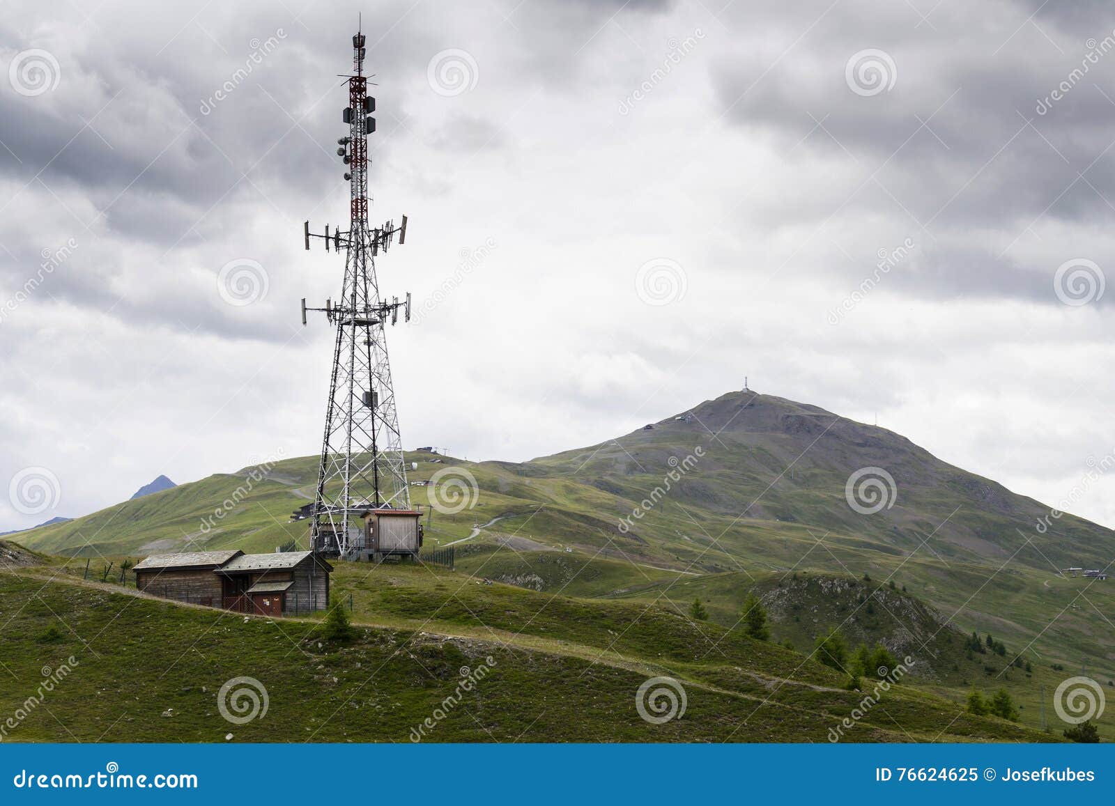 telecommunication tower with monte della neve in background