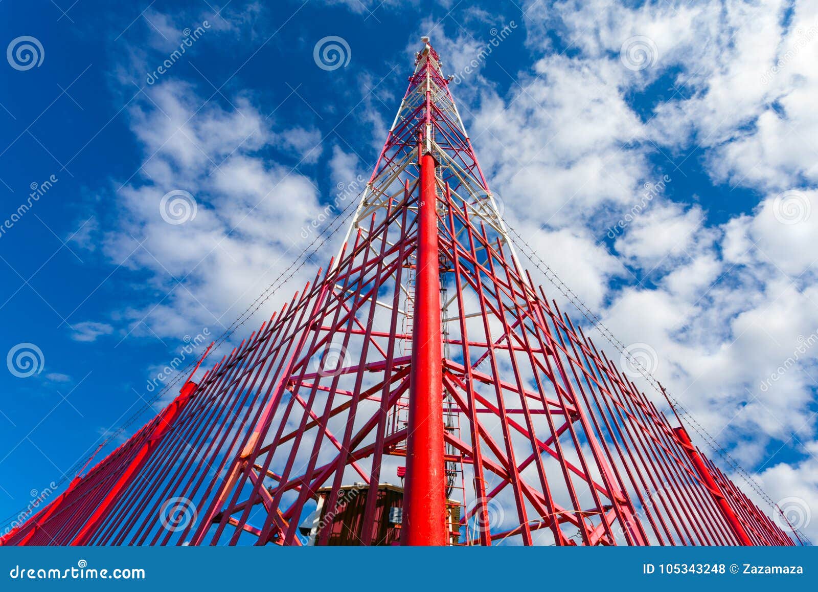 telecommunication tower with panel antennas and radio antennas and satellite dishes for mobile communications 2g, 3g, 4g, 5g