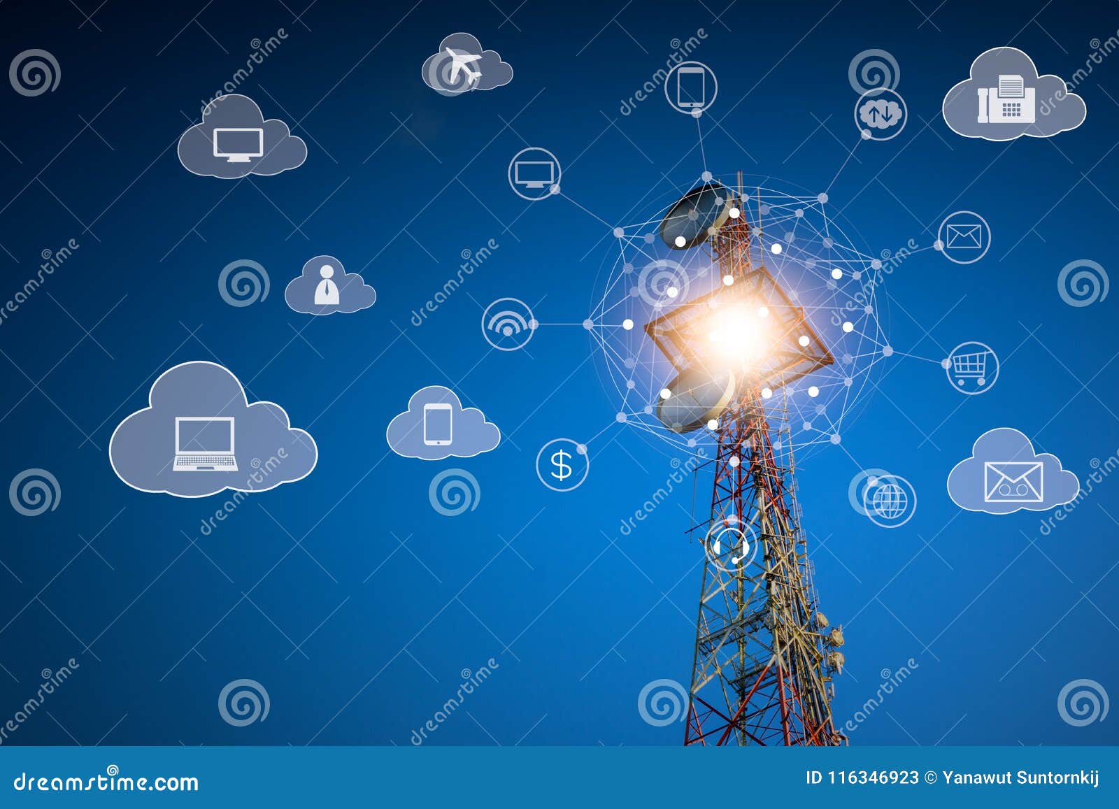 telecommunications on cloud services concept