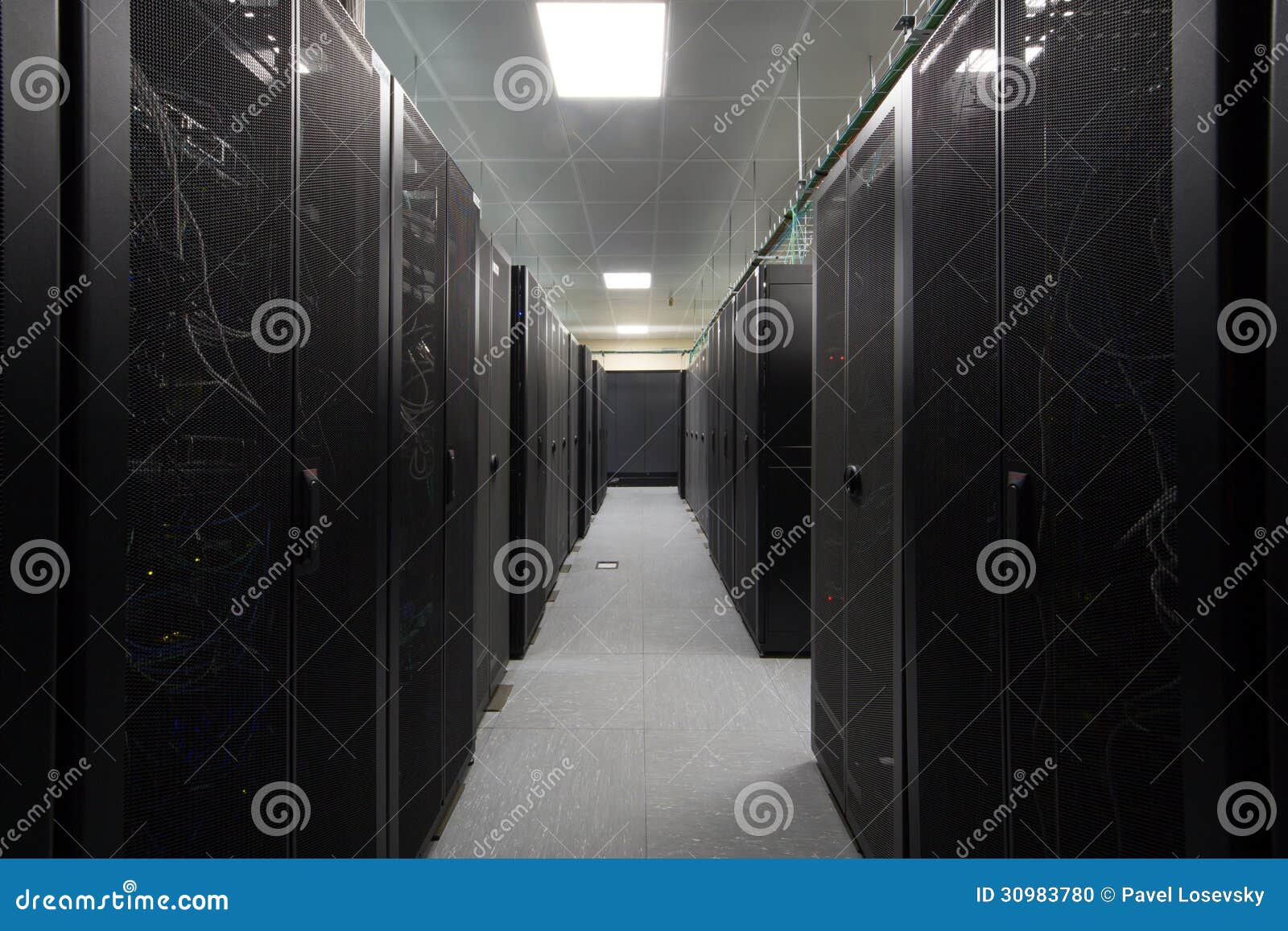 telecommunications equipment in the black racks