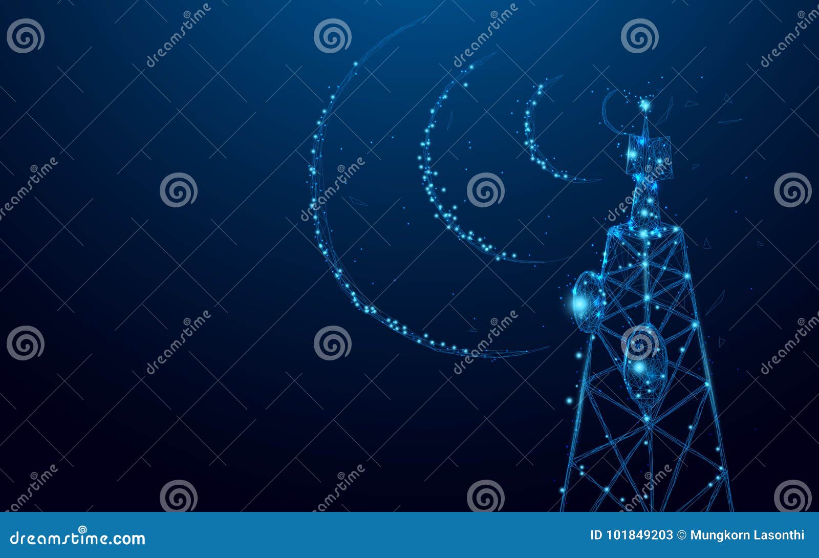 telecommunications signal transmitter, radio tower from lines and triangles