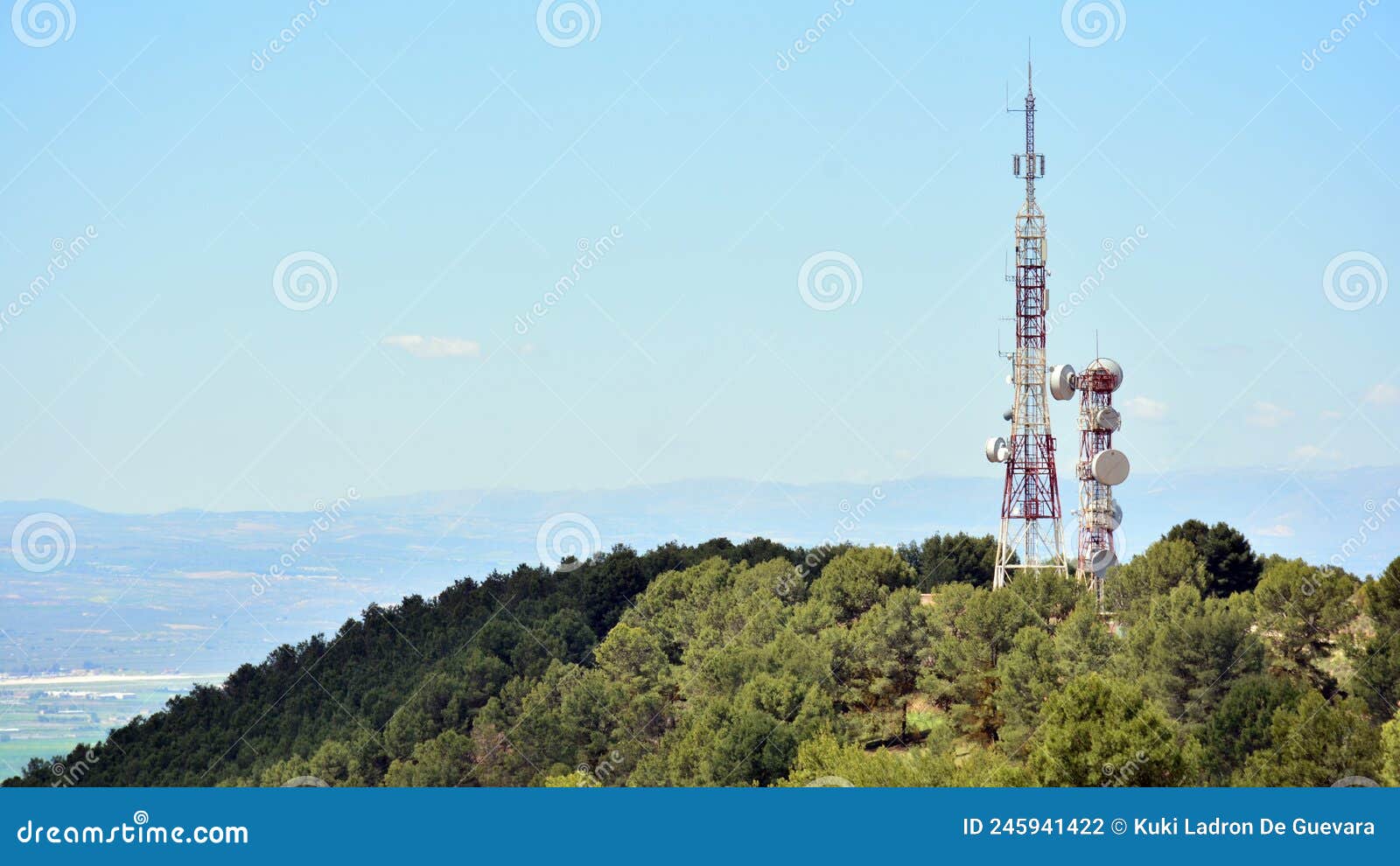 telecommunications tower with multiple antennas