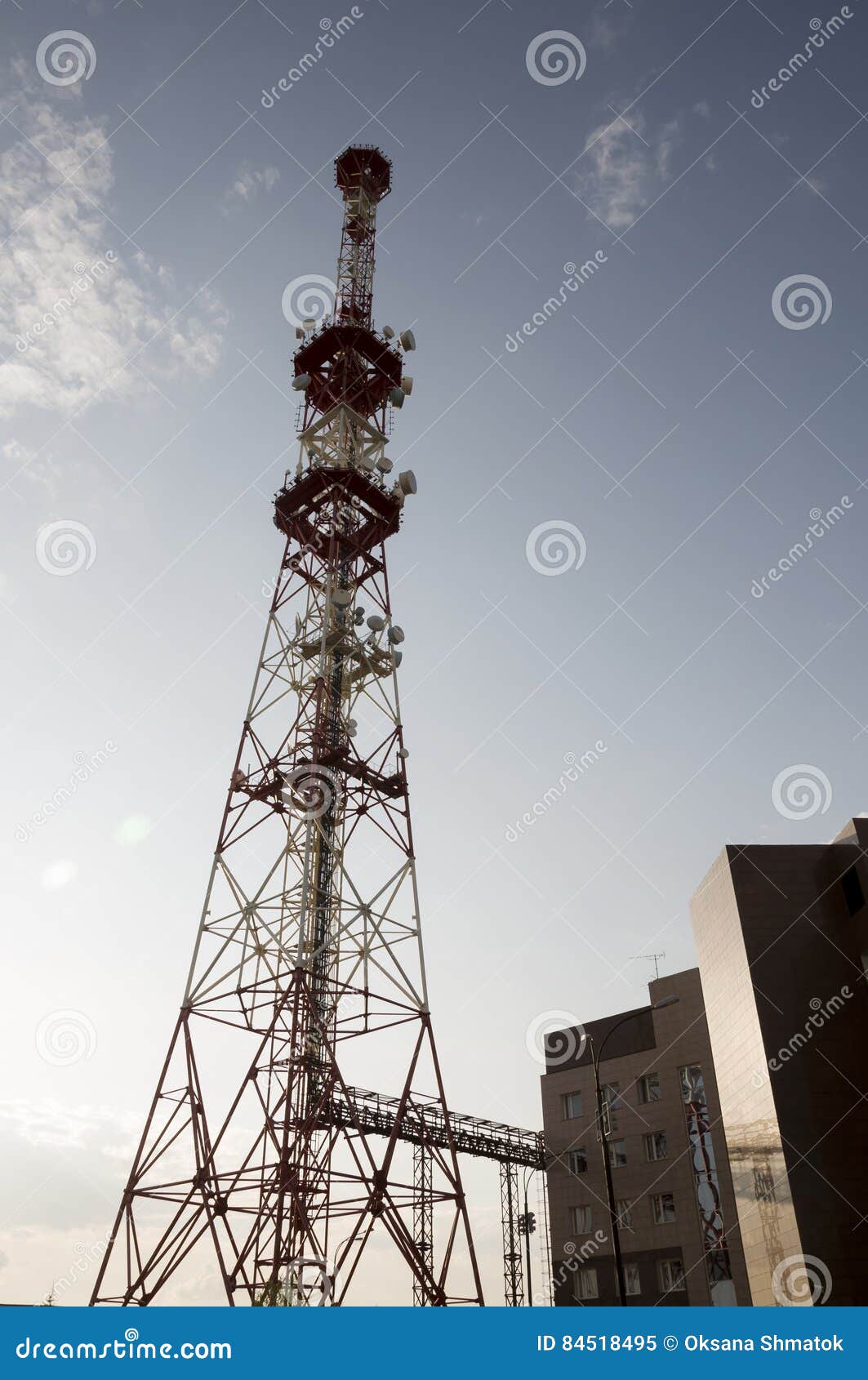Tower and Satellite Dish Network Stock Image