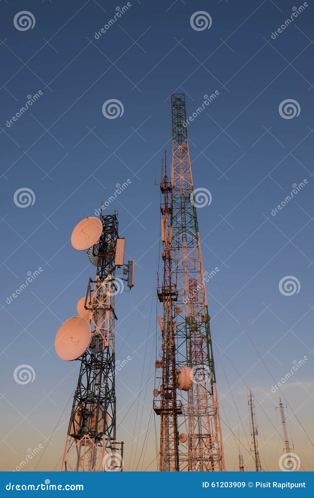 Tower at Sunrise and Blue Sky Stock Image Image of