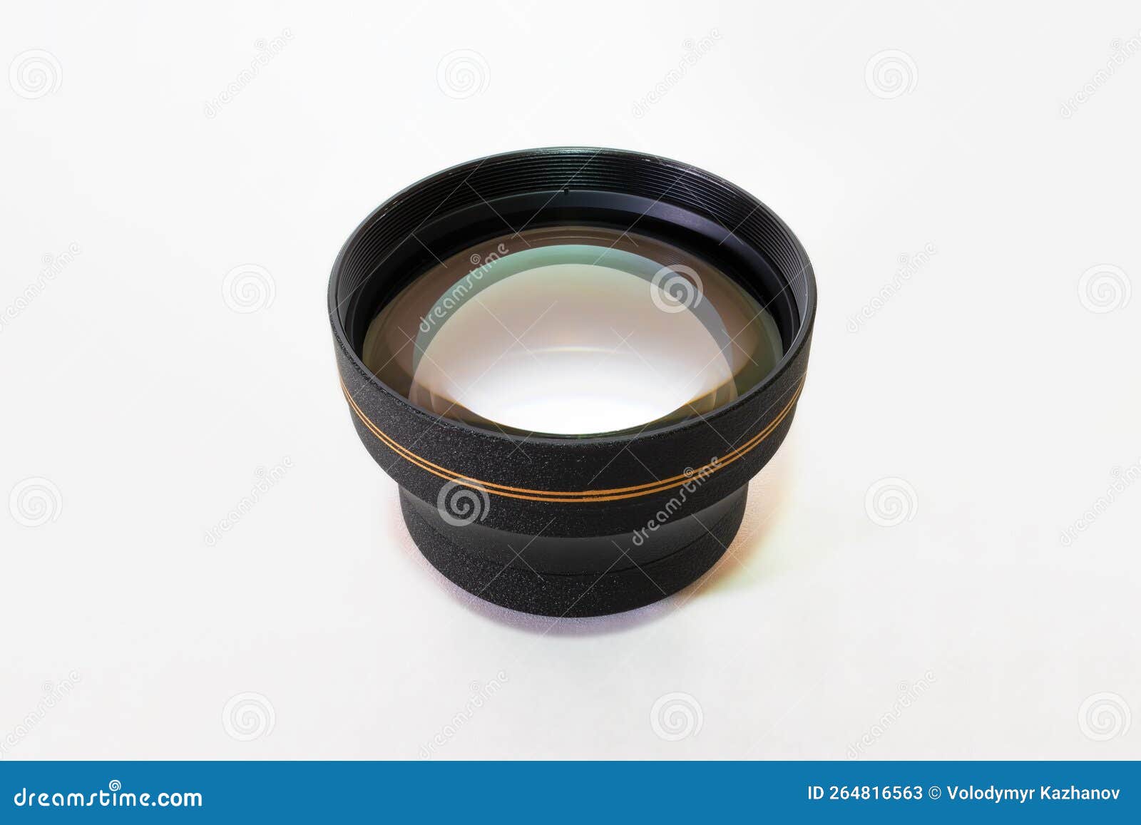 teleconverter lens for a camera close-up on a white background