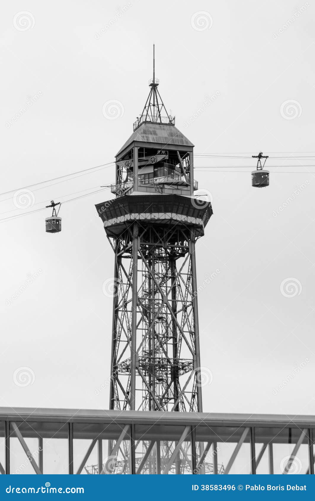 teleferico montjuic and cabins at barcelona